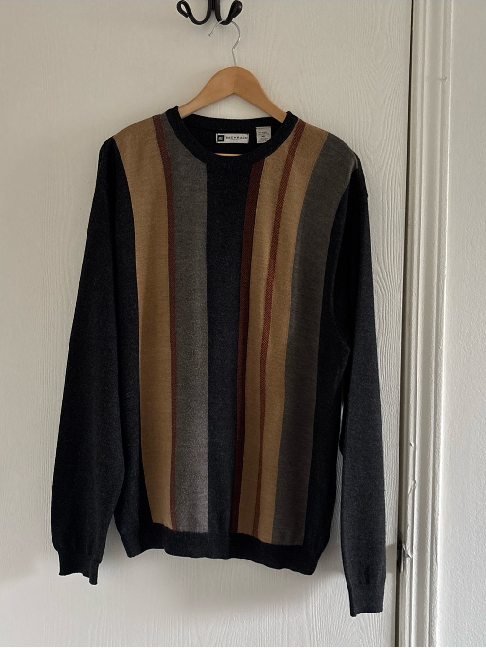 Bachrach Men’s XL Wool Blend Striped Sweater Made in Italy